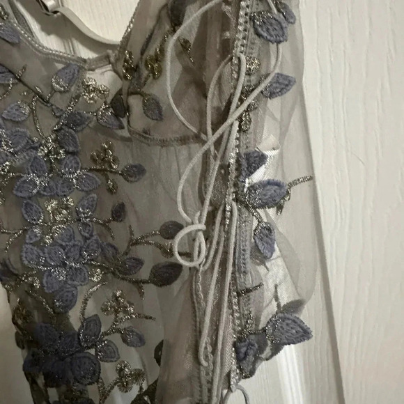 Floral Embroidered Mesh Lace-Up Teddy Bodysuit Size: Medium NWOT - Picture 7 of 8